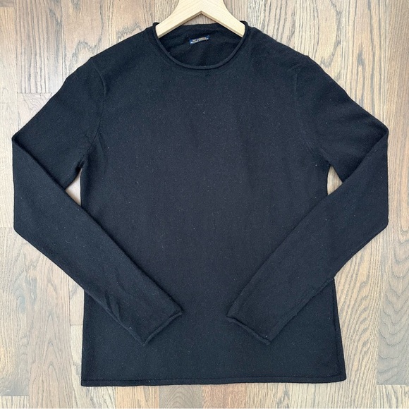 Vintage Midweight 100% Cashmere Crew Neck Long Sleeve Sweater Black Medium - Picture 2 of 8